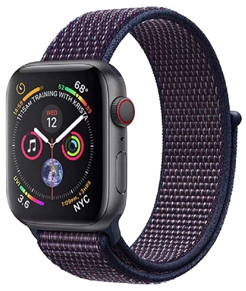 Нейлоновый тканевый ремешок для Apple Watch Series 1-8 - 38/40/41 мм (эпл вотч), фиолетовый (индиго)