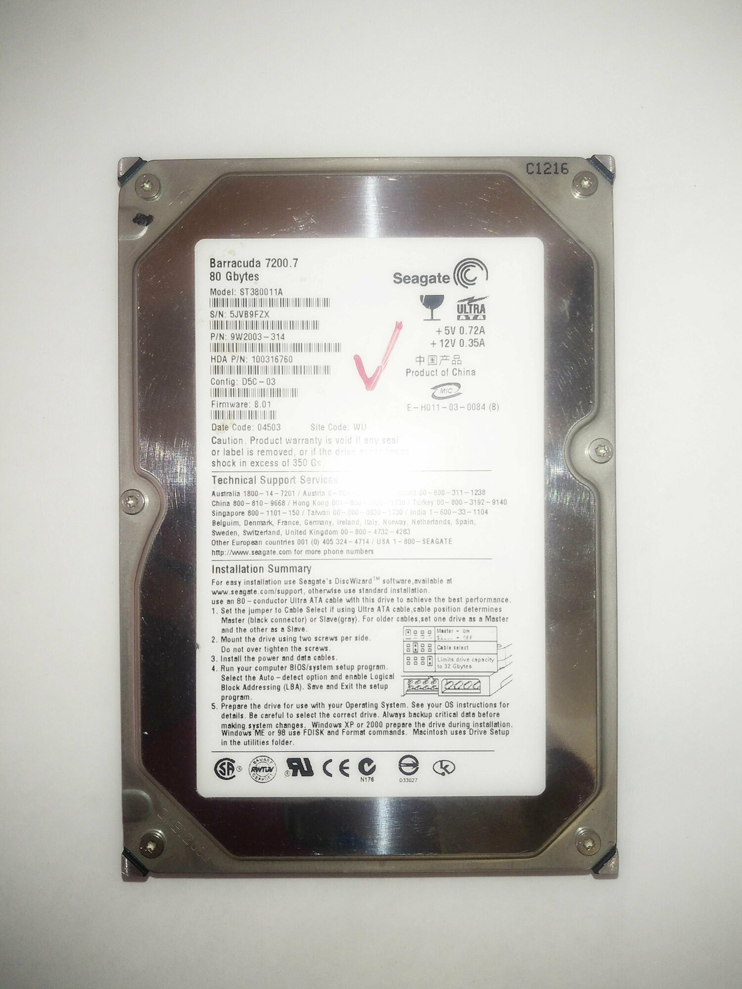 Жесткий диск Seagate Barracuda 80GB 3.5" IDE