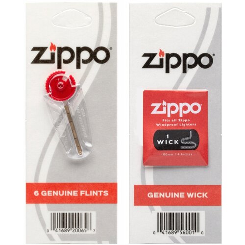 Набор Zippo для зажигалки: кремни 6 шт и фитиль набор zippo для зажигалки фитиль и кремни 6 шт