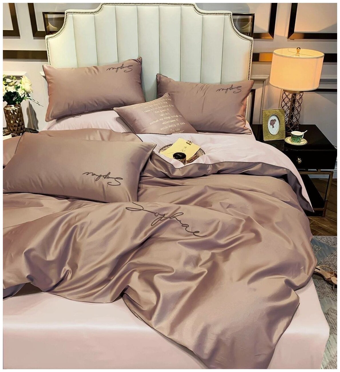 фото Однотонный комплект Евро- постельного белья Меnсу