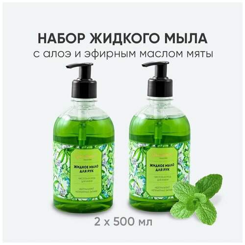 Charm Cleo Cosmetic. Жидкое мыло для рук GreenTonica Collection Чистота и уход для кухни антибактериальное набор 2х500 мл