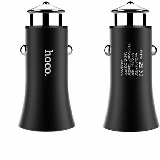 Автомобильное зарядное устройство на 2 USB, Hoco Z8A Titan Dual USB Car Charger 3.1А, черное