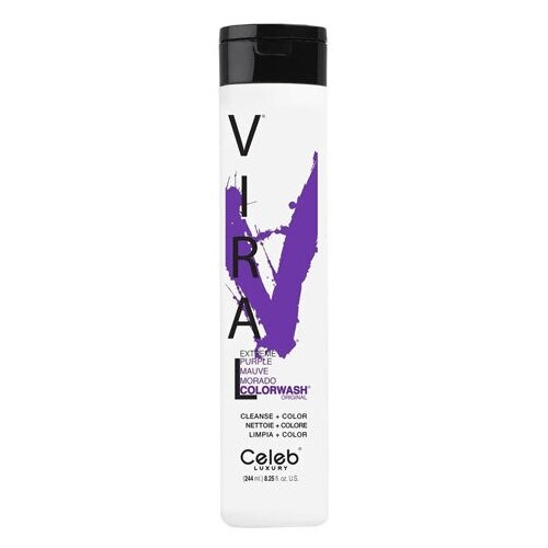 Celeb Luxury Viral Colorwash: Красящий шампунь для яркости цвета волос (Viral Shampoo), Extreme purple-ярко фиолетовый / 244 мл тонирующий шампунь для волос celeb luxury viral rose gold colorwash 244 мл