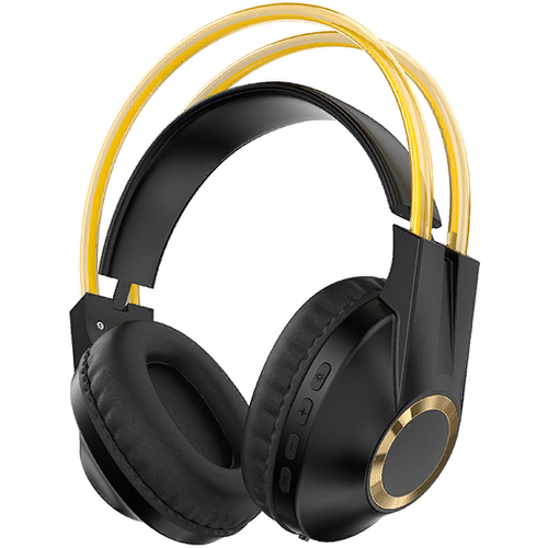 Наушники Qumo Party Rave ВТ 0078 беспроводные, с микрофоном, подсветка, Bluetooth, черно-золотой