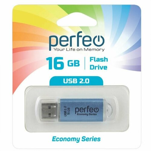 USB флешка Perfeo 16GB E01 Blue ES флешка 32gb perfeo e01 usb 2 0 голубой pf e01n032es