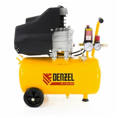 Компрессор масляный Denzel PC 1/24-205, 24 л, 1.5 кВт компрессор воздушный pc 1 24 205 1 5 квт 206 л мин 24 л denzel 58160 denzel арт 58160