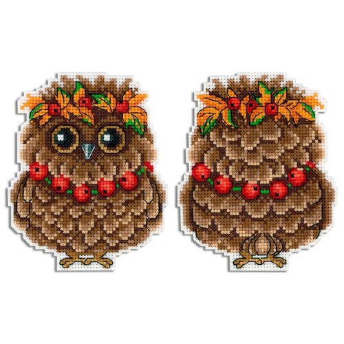 фото Набор для вышивания крестиком жар-птица "осенняя совушка", 12*9 см