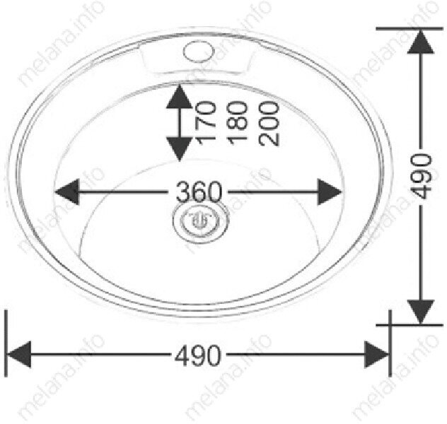 Мойка Melana 490 0,6/170 врезная круглая с сифоном (017 t (*15)) - фотография № 3