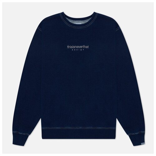 фото Мужская толстовка thisisneverthat indigo dyed crew neck синий , размер xl