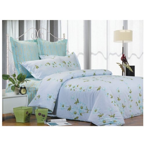 фото Постельное белье евростандарт сайлид b-84, сатин, 50 х 70 и 70 х 70 см голубой