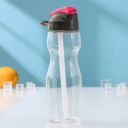 Бутылка с трубочкой «Глория», 700 мл, 9,5×7,6×24 см, тритан, цвет микс