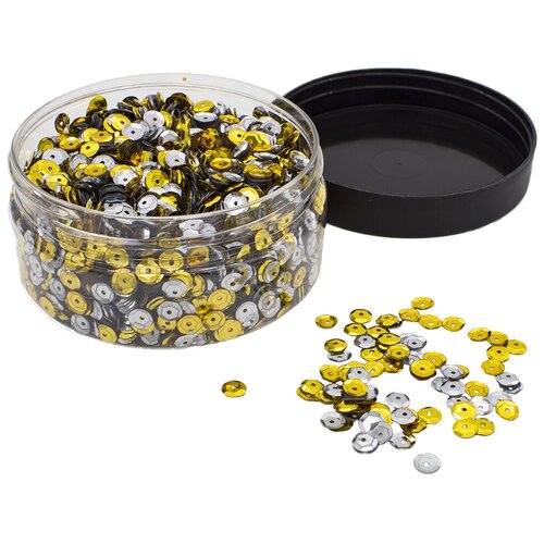 Большой набор золотых и серебряных пайеток 6мм 100 гр Астра 363₽