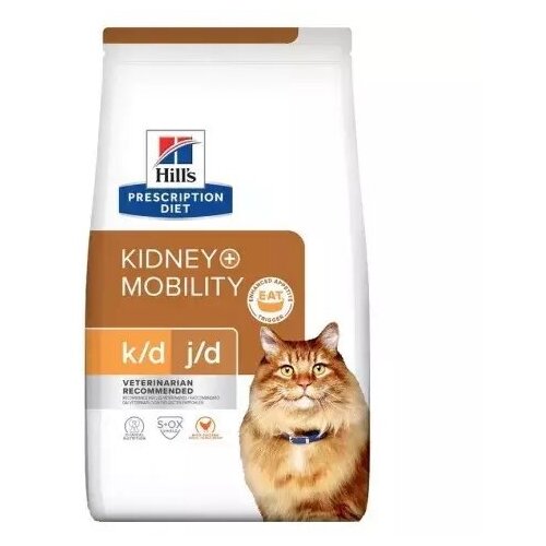 Сухой диетический корм для кошек Hill's Prescription Diet k/d + Mobility, для поддержания здоровья почек и суставов, с курицей, 1,5 кг