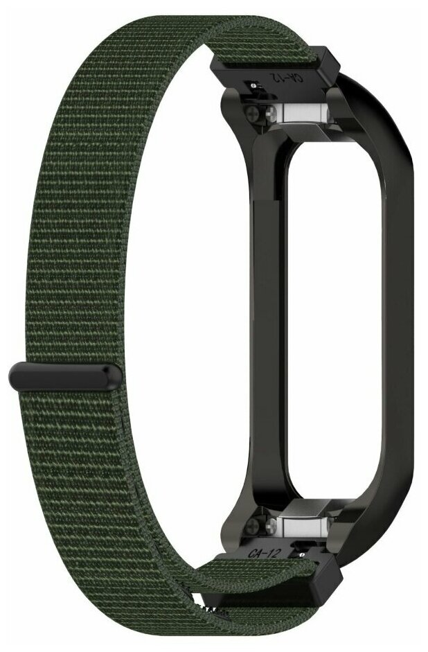 Нейлоновый браслет с металлической оправой для Samsung Galaxy Fit 2 SM-R220 (армейский зеленый)