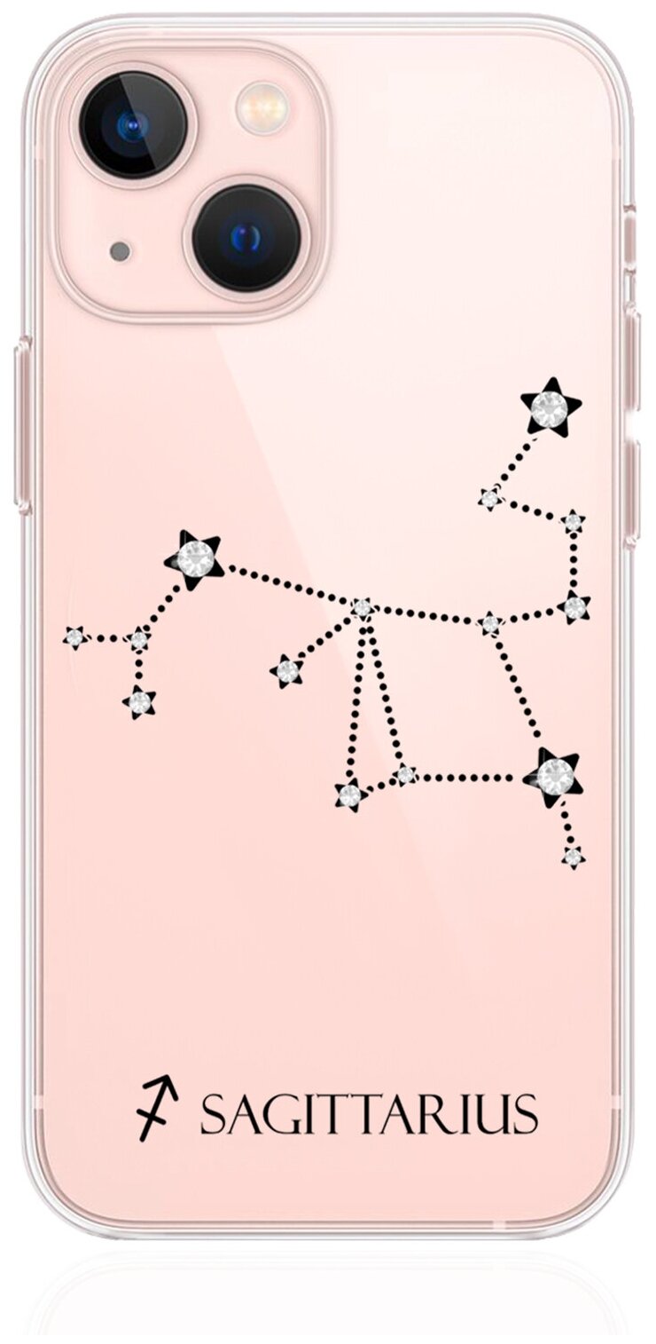 Прозрачный силиконовый чехол с кристаллами Lux для iPhone 13 Mini Знак зодиака Стрелец Sagittarius для Айфон 13 Мини