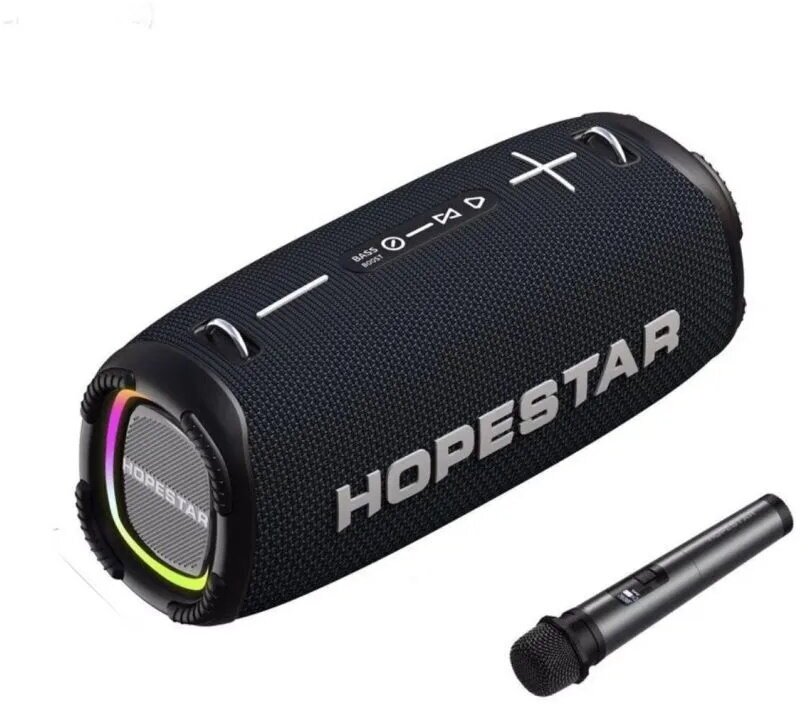 Портативная беспроводная Bluetooth колонка HOPESTAR A6 Max с микрофоном 80Вт/портативная акустика/блютуз колонка (черная)