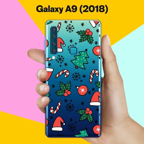 Силиконовый чехол на Samsung Galaxy A9 (2018) Новогодний узор / для Самсунг Галакси А9 2018