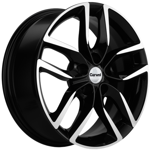 Литые колесные диски Carwel Кутыр 1708 (GEELY Coolray) 6.5x17 5x114.3 ET45 D54.1 Чёрный глянцевый с полированной лицевой частью (112078)