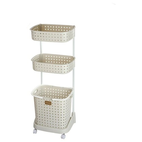 Этажерка хозяйственная на колесиках с 3 корзинами 45*35*109 см JEJ