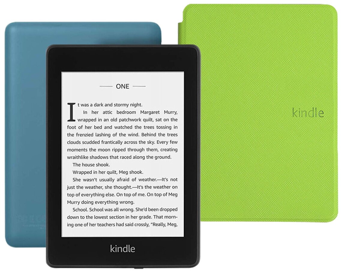 Электронная книга Amazon Kindle PaperWhite 2018 8Gb Twilight Blue Ad-Supported с обложкой ReaderONE Green