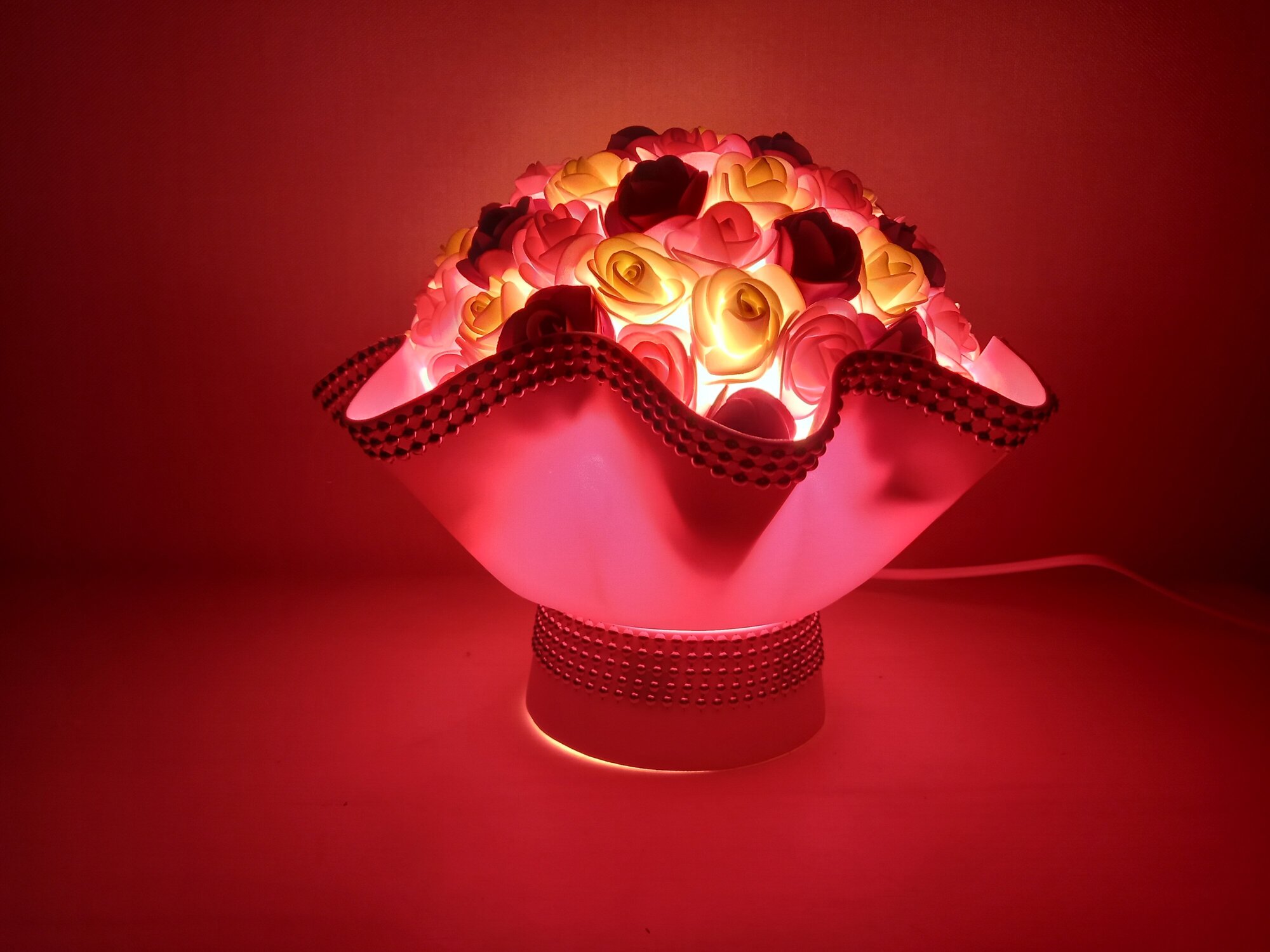Букет-ночник из роз 3х цв.розовый - фотография № 2
