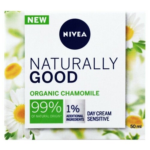 Увлажняющий и успокаивающий дневной крем для лица Nivea NATURALLY GOOD  с ромашкой для чувствительной кожи, 50 мл.