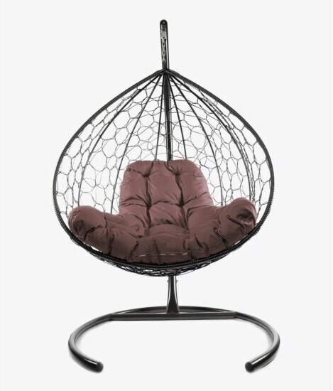 Подвесное кресло кокон M-group XL с ротангом коричневое+коричневая подушка