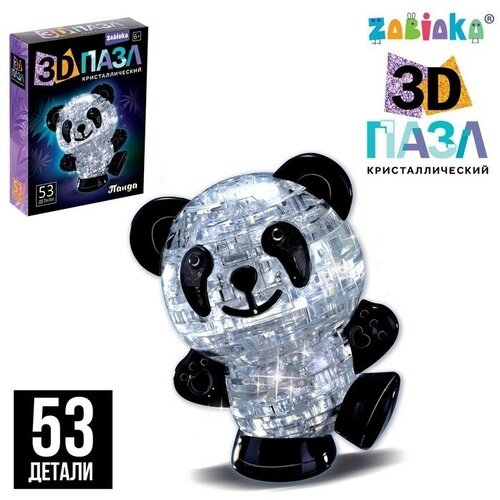 3D пазл «Панда», кристаллический, 53 детали, цвета микс