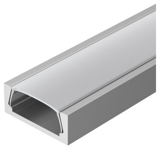 Профиль алюминиевый для светодиодной ленты с экраном и заглушками ML 16*7*2000мм ANOD+OPAL Silver