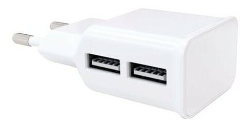 Зарядное устройство сетевое (220 В) RED LINE NT-2A, кабель microUSB 1 м, 2 порта USB, выходной ток 2,1 А, белое, УТ000012256