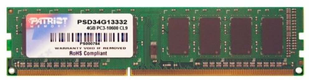 Модуль памяти Patriot Memory DDR3 DIMM 1333Mhz PC3-10600 CL9 - 4Gb - фото №2