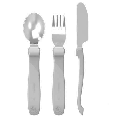 Набор приборов из нерж. стали Twistshake (Learn Cutlery Stainless Steel). Пастельный серый (Pastel Grey) (12+ мес). Арт. 78214