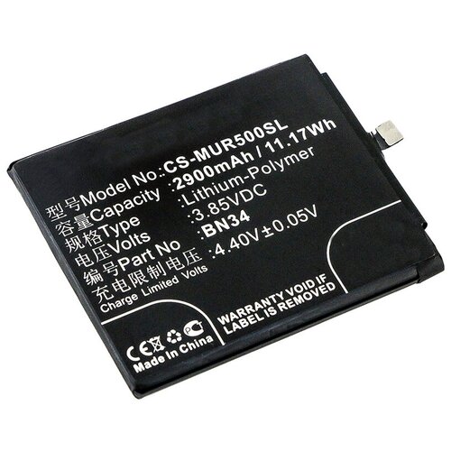 Аккумулятор CS-MUR500SL BN34 для Xiaomi Redmi 5A 3.85V / 2900mAh / 11.17Wh replacement battery bn34 for xiaomi redmi 5a redrice 5a bn34 rechargeable battery 3000mah