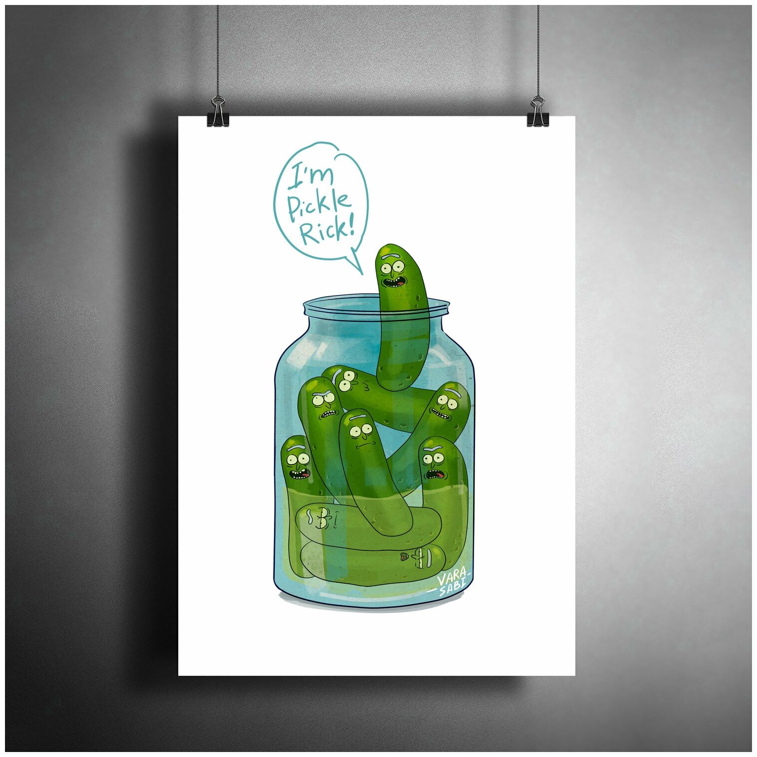 Постер плакат для интерьера "Мультсериал: Рик и Морти. Rick and Morty. Рик - огурчик" / Декор дома, офиса, комнаты, квартиры A3 (297 x 420 мм)