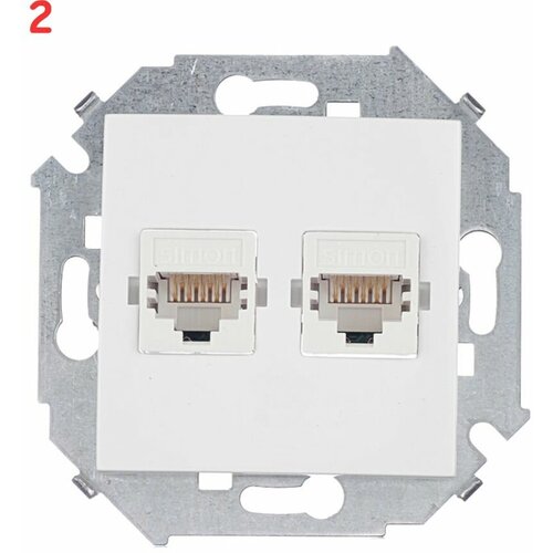 Розетка компьютерная 1591593-030 скрытая установка белая два модуля RJ45 cat 5e (2 шт.) розетка компьютерная simon 24 harmonie 2450593 030 скрытая установка белая два модуля rj45 cat 5е