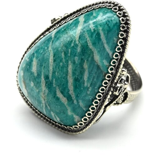 Кольцо Радуга Камня, амазонит, размер 19, зеленый, голубой кольцо радуга камня амазонит размер 19 белый зеленый
