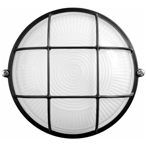Светильник уличный СВЕТОЗАР влагозащищенный с решеткой, круг, цвет черный, 100Вт (SV-57257-B)