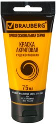 BRAUBERG Краска акриловая художественная Classic (профессиональная серия), 75 мл желтая темная