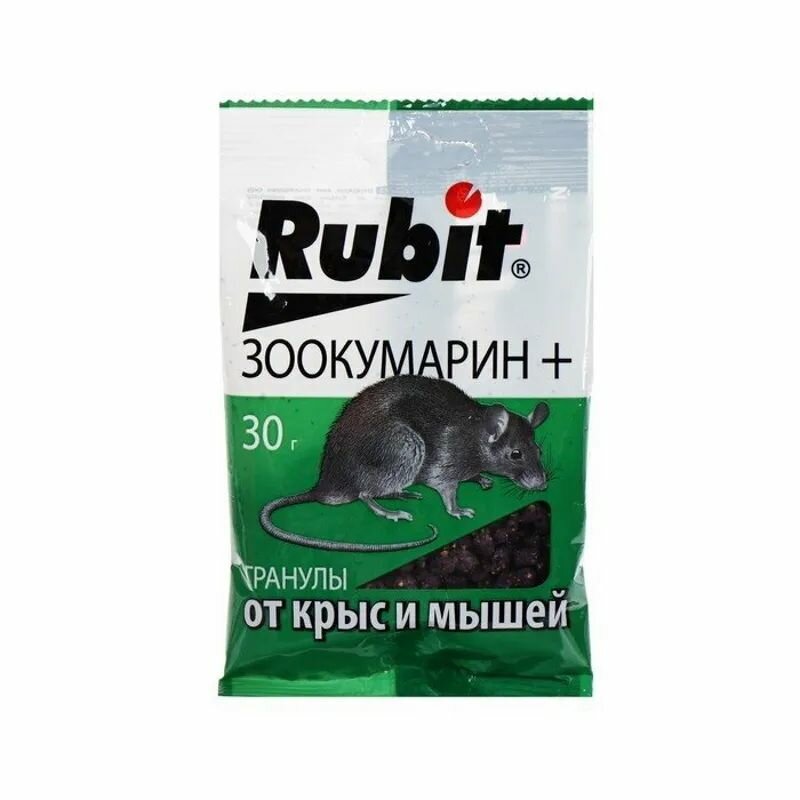 Средство от грызунов Rubit ЗООКУМАРИН+ гранулы 30 г, 18 штук