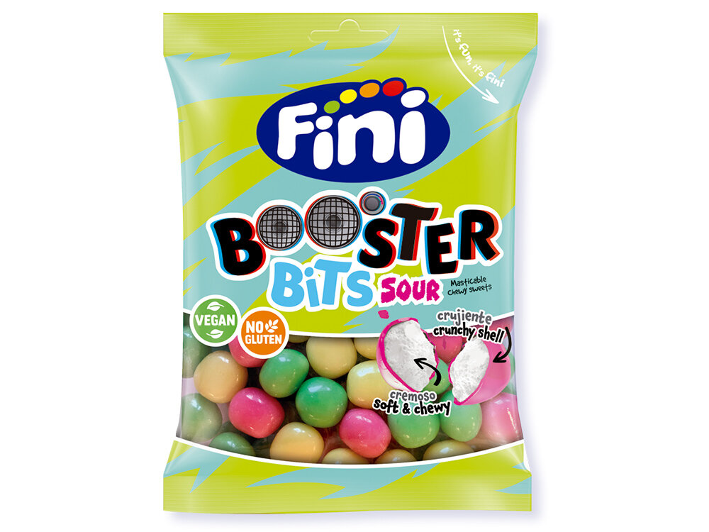 Жевательные конфеты "BOOSTER SOUR" со вкусом клубники, малины 90гр FINI/Испания