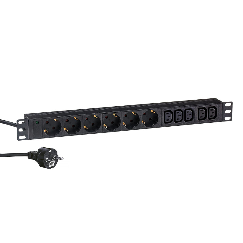 Exegate EX280869RUS Блок розеток ExeGate ServerPro PDU-19H011 Al-5C136S-EU2.5, 19",1U,алюм, 5C13, 6Sch,евровилка, 2.5м - фото №5