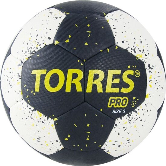 Мяч гандбольный Torres PRO H32163, размер 3, черно-белый-желтый