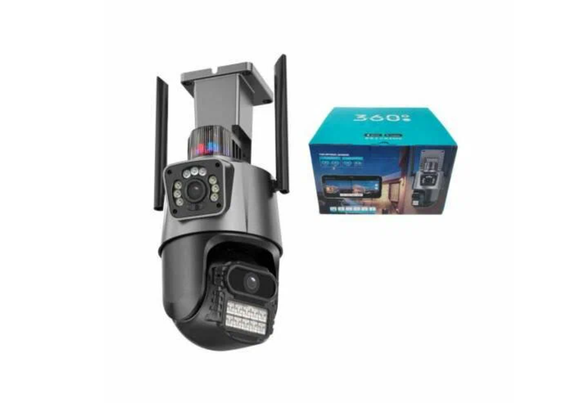 Поворотная IP-камера видеонаблюдения 8 Мп, 4K, два объектива, PTZ, Wi-Fi, сигнализация