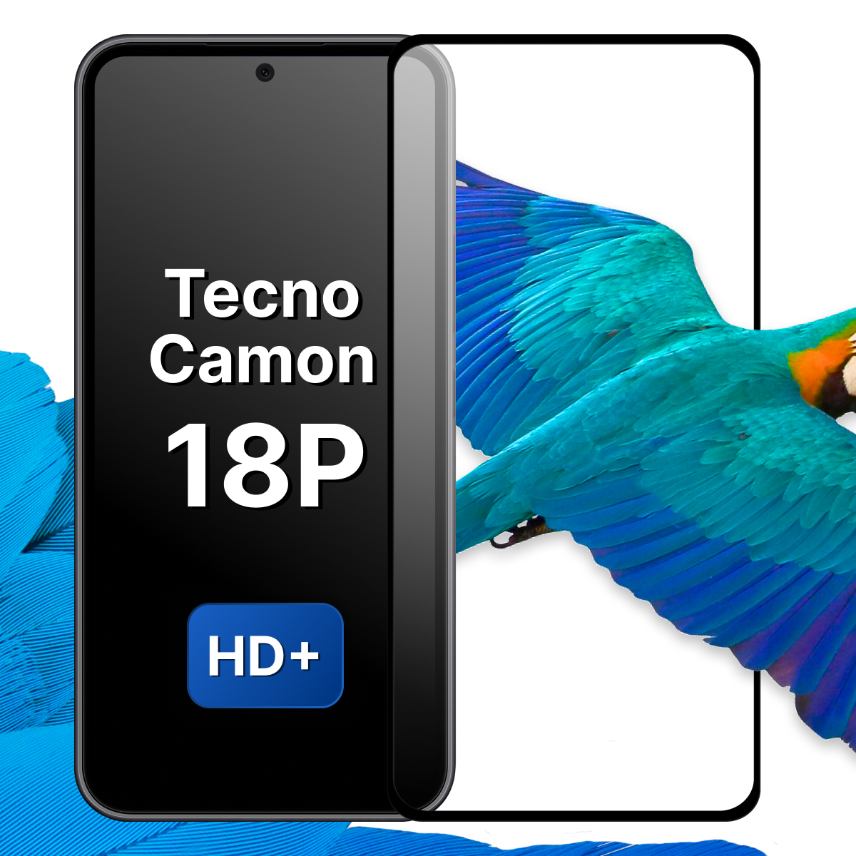 Противоударное защитное стекло для смартфона Tecno Camon 18P / Полноэкранное глянцевое стекло на телефон Техно Камон 18П