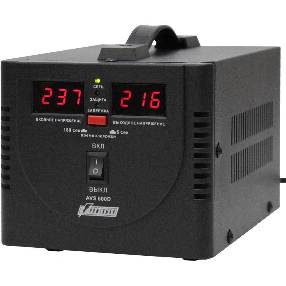 Стабилизатор напряжения POWERMAN AVS 500D Black, официальная гарантия — фото 1