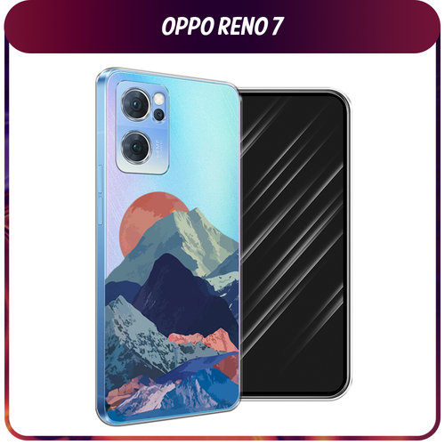 Силиконовый чехол на Oppo Reno 7 5G / Оппо Рено 7 5G Закат в снежных горах, прозрачный силиконовый чехол на oppo reno 7 5g оппо рено 7 5g стекло в душе