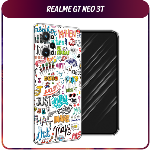 Силиконовый чехол на Realme GT Neo 3T/GT Neo 2 / Реалми GT Neo 3T Много надписей силиконовый чехол на realme gt neo 3t gt neo 2 реалми gt neo 3t chillin killin