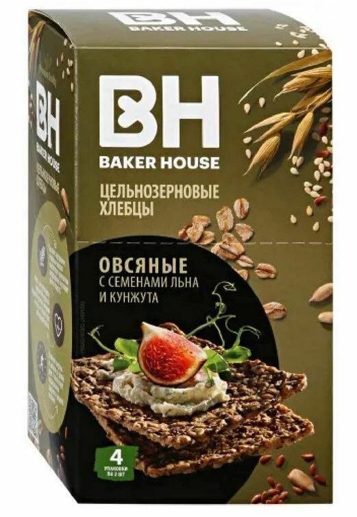 Baker House Хлебцы овсяные с семенами льна, подсолнечника, Скандинавские, 180 г