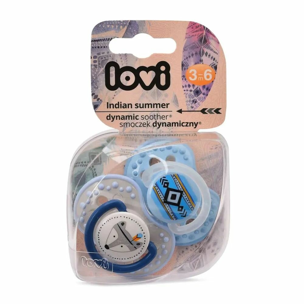 Пустышка LOVI Indian Summer динамическая 3-6месяцев 2шт для мальчиков