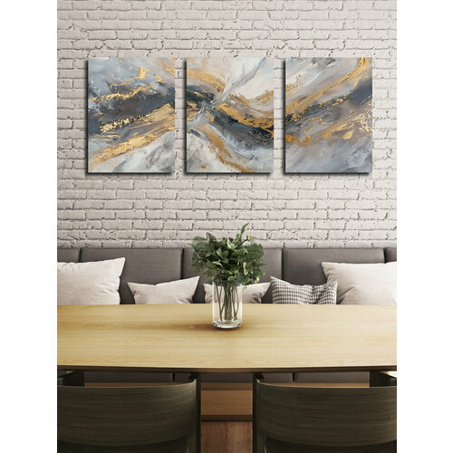 Картина на холсте LOFTime 30х40 3 шт абстракция СЕР ЗОЛ К-770-3040